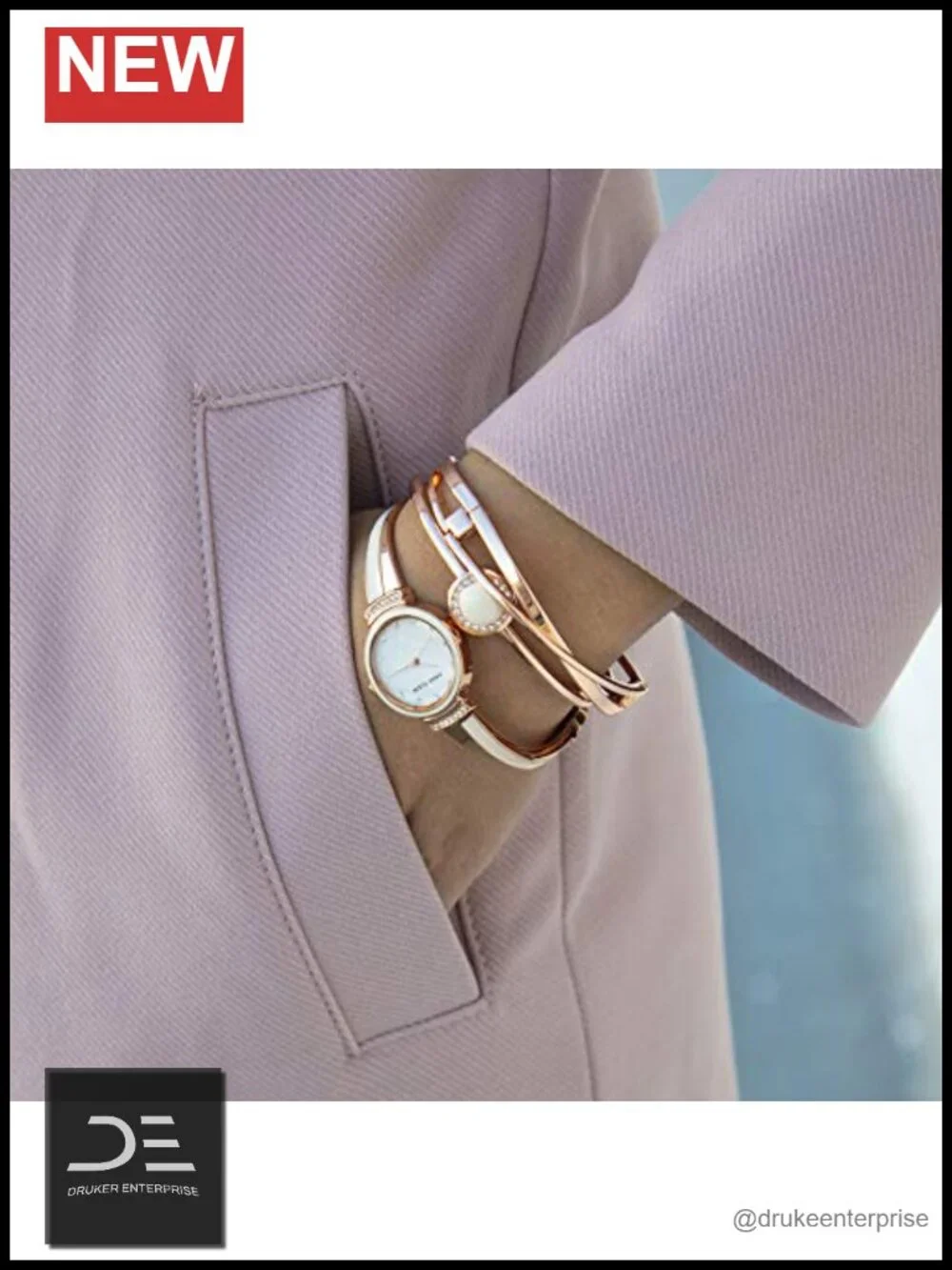 Premium Crystal Accented Watch and Bangle Set
